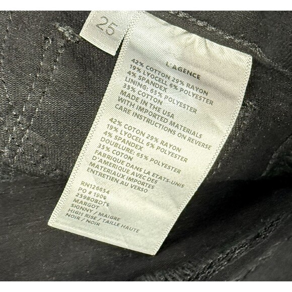 L'Agence Margot High Rise Skinny Jeans Black Rhinestone Tuxedo Side Stripe 25 - Picture 10 of 13